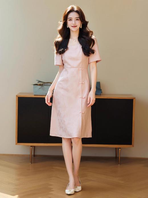 奢姿2025年夏季新款大码女装气质方领连衣裙胖妹妹开叉时尚裙子9932868123【1】 商品图5