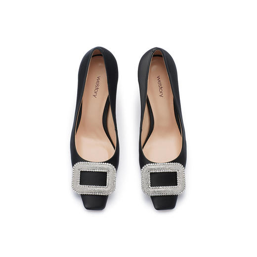 westory2024春季新款细高跟尖头钻饰方扣通勤小皮鞋W24AE56511 商品图2