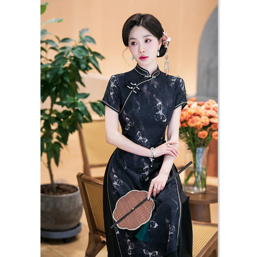 老上海复古民族风长款奥黛旗袍2025春夏新款中老年女士日常奥黛旗袍SYK27659 商品图2