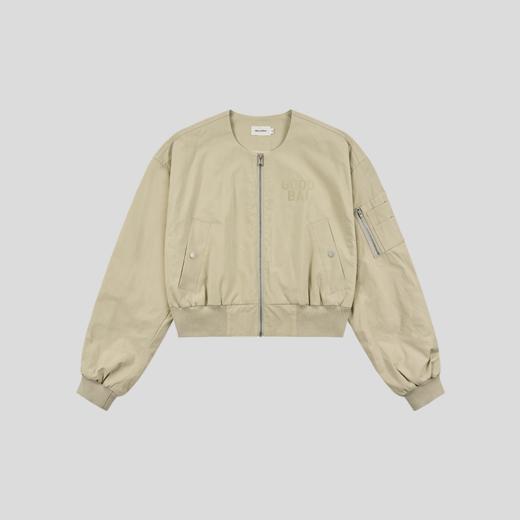 GOODBAI 粗体logo无领口袋拉链收腰外套 商品图1