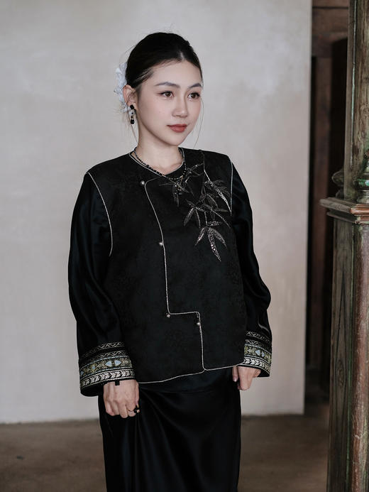 盛唐牡丹 |手工珠绣香云纱马甲 商品图3