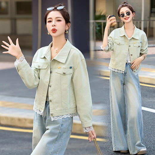 蕾丝花边牛仔外套女短款2025春季新款小个子休闲百搭洋气夹克上衣 商品图1