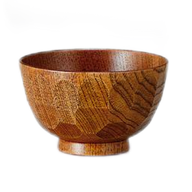 日本进口石田木制汤碗 龟甲木纹