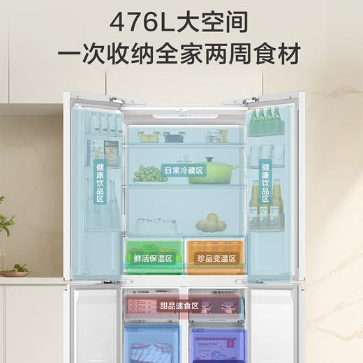 海尔（Haier）冰箱476升594mm超薄零嵌十字门对开干湿分储EPP超净宽幅变温一级双变频节能BCD-476WGHTDB9W1U1彩晶玻璃 商品图4