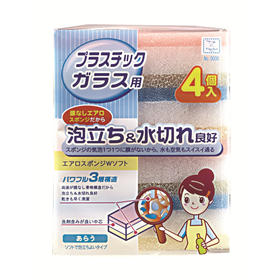 日本进口小久保工业所低密度清洁海绵W软式4个装
