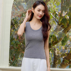 玳莎2025年春季新款U领无袖吊带背心女修身显瘦百搭内搭外穿上衣  FA32001
