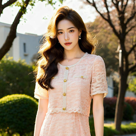 奢姿大码女装2025夏季胖妹妹轻奢休闲连衣裙圆领假两件拼接裙子9952890354 商品图3