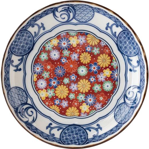 日本进口MARUSAN KONDO蓝染小纹盘子228365寸蓝色(花小纹) 商品图0