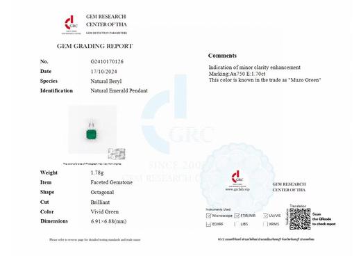 1.7ct刻面祖母绿吊坠 商品图4