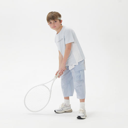 [凉感防晒]马克珍妮男童网眼拼接休闲运动短袖T恤夏装新款240327 商品图2