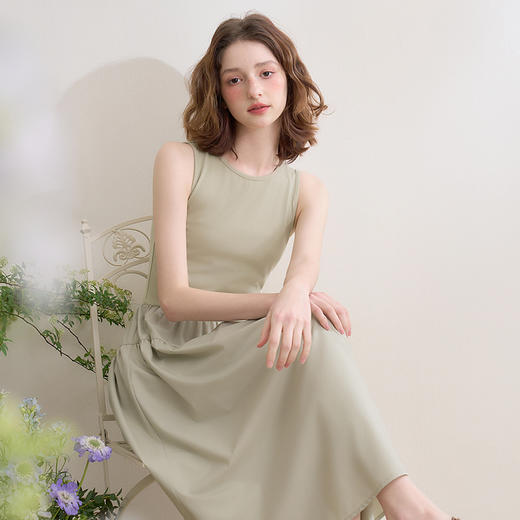 日系简约设计感柔软拼接针织背心裙女大裙摆连衣裙V0550201 商品图2