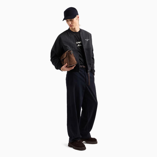 EMPORIO ARMANI 阿玛尼 男士刺绣徽标平纹莱赛尔混纺圆领短袖T恤 黑色 EM001033 AF10017 MC169 商品图3
