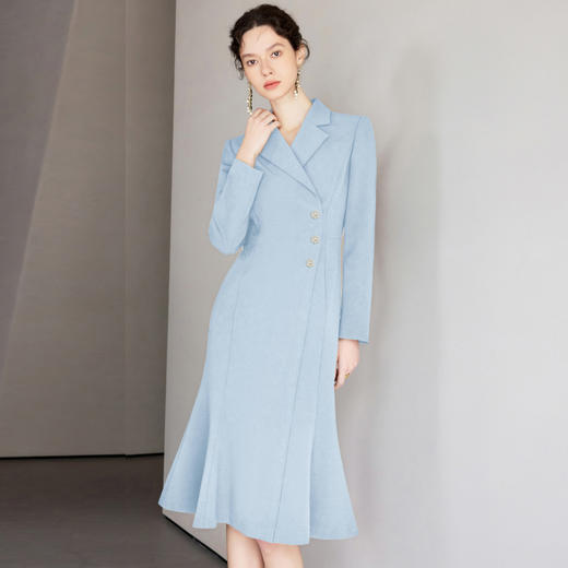 IWY/气质蓝色鱼尾包臀裙赫本风高级感新款女秋冬性感裙子西装裙子Q1250 商品图3