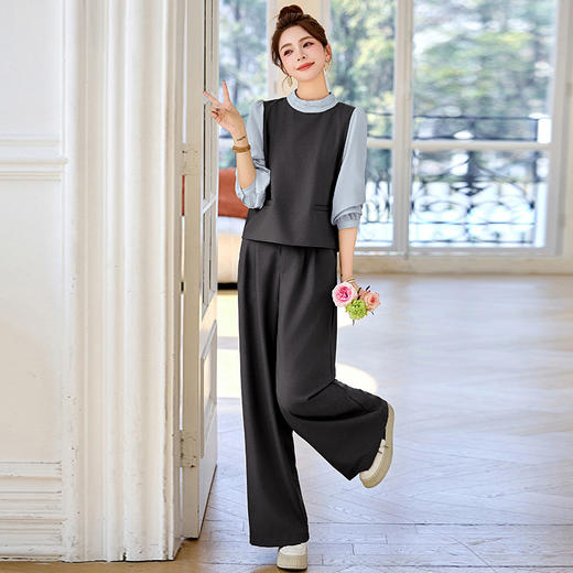 轻熟风职场通勤套装，时尚洋气小个子气质阔腿裤两件套HR-MEIQIN5525-1 商品图3