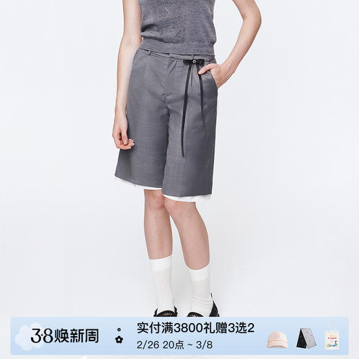 Herlian2025新款女士蝴蝶结装饰短裤百慕大休闲5分裤 商品图0