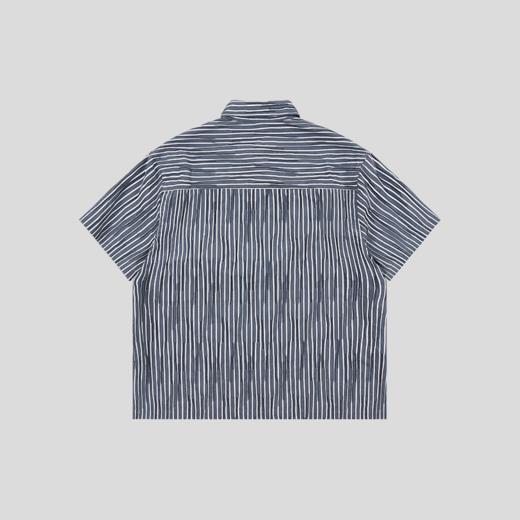 GOODBAI logo贴布绣条纹翻领oversize短袖衬衫 商品图2