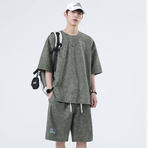 【特大码】【空气层】【DSY】大依优型大码圆领短袖T恤短裤套装夏季加肥加大肥佬休闲宽松透气上衣男士半袖夏装300斤 商品图1