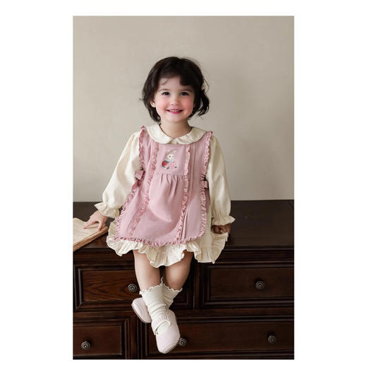 裁缝学苑TQ152娃娃领连衣裙纸样儿童木耳边无袖背心罩裙套装样板 商品图2