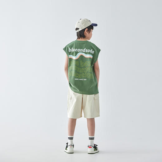 蓝汽水2025夏款纯色宽松针织印花Sorona凉感抗菌背心字母无袖上衣 商品图4