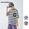 蓝汽水2025新款双纱条纹短袖T恤春夏口袋彩色趣味印花亲子款上衣 商品缩略图0