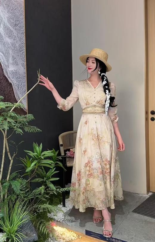 SZ1S60_如梦令色_连衣裙_春夏_分袖收腰大摆优雅气质通勤_高级女装_BERNIEELEN 伯妮斯茵 商品图1