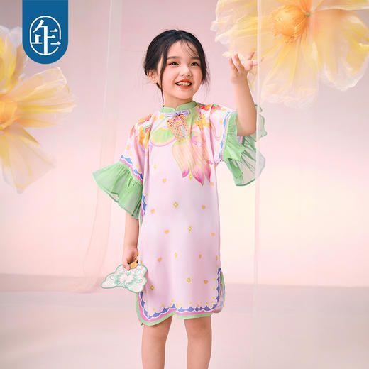 年衣童装女童旗袍连衣裙2025新款国风新中式女孩公主金玉年年旗袍 商品图2