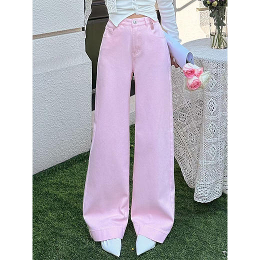 【钰米】秋季新款 洗水棉 细闪 直筒阔腿 牛仔裤 Y5C03N1300 商品图1