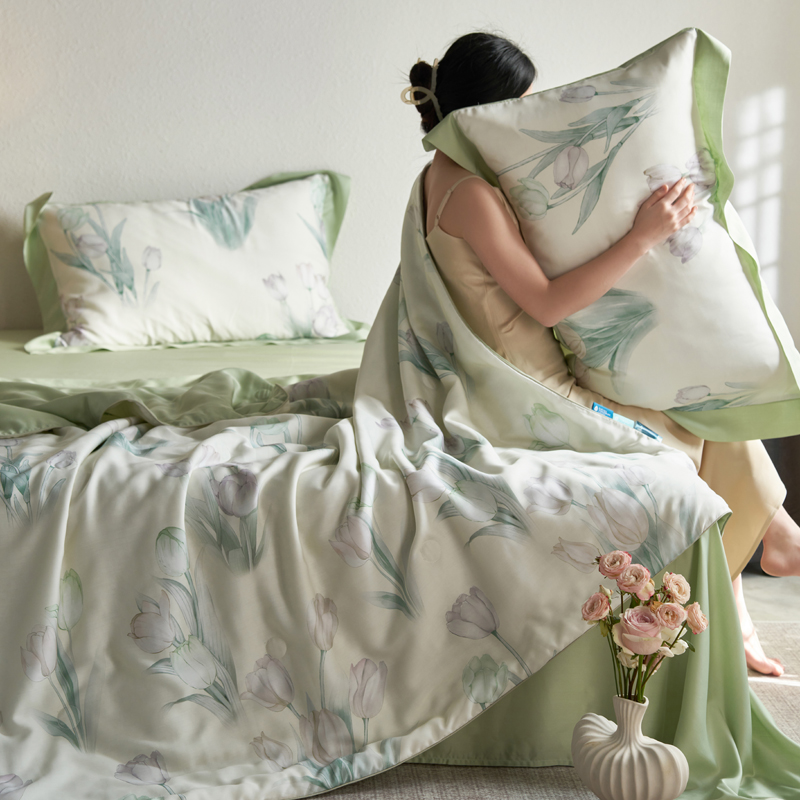 自然醒天丝数码印花抗菌夏被凉感莱赛尔夏被四件套空调被薄款被可机洗LFS