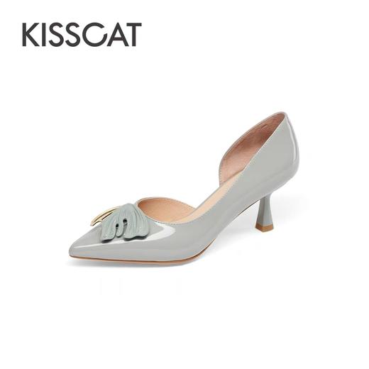 2F【Kiss cat接吻猫厅】接吻猫新款精致细跟高跟鞋简约亮感高级气质尖头单鞋女 商品图2