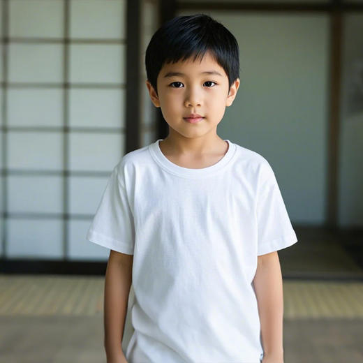【儿童纯棉T恤】全棉儿童T恤纯色220G纯棉夏季打底T恤衫白色黑色男童女童 商品图5