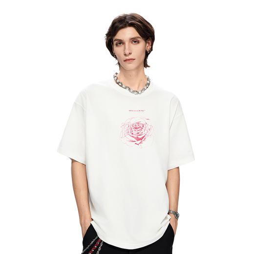 【陈立农同款】IDEVERRAY夏季新品高级感轻奢简约印花圆领纯棉情侣短袖T恤休闲21MSL-ID25SSFAT003 商品图2