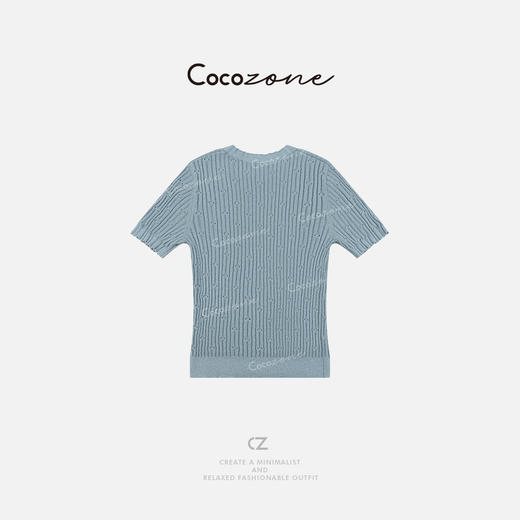 COCO ZONE 25春夏时尚修身竖条纹短袖针织衫CD2A0455 商品图1