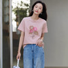 夏季绣花T恤女短袖正肩休闲宽松舒适时尚印花上衣   SQ561 商品缩略图0