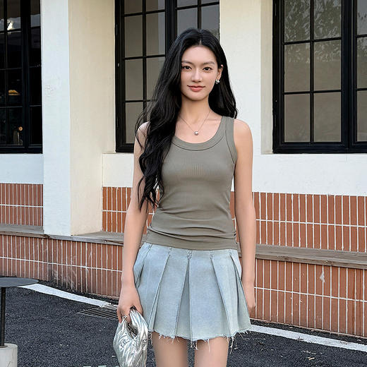 夏季【莱赛尔U型显瘦背心】百搭神器休闲 时尚潮流外穿螺纹无袖背心女 商品图11