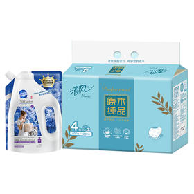 蔬果园/清风 家清2件套洗衣液500g抽纸100抽4包