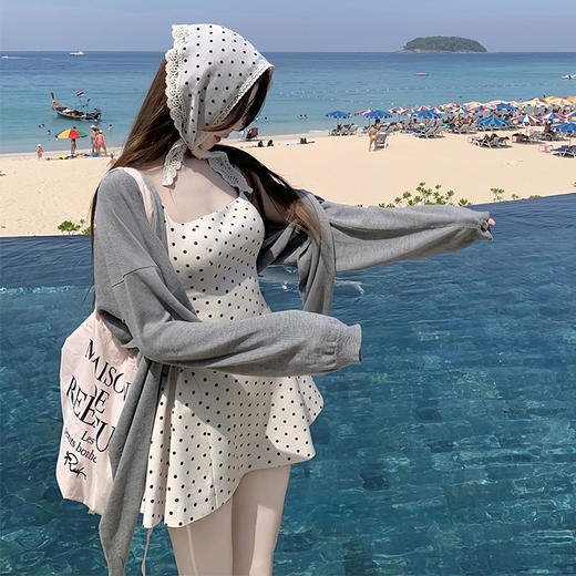 西遇法式波点吊带裙女夏季新款海边度假风收腰A字连衣裙SS150234 商品图3