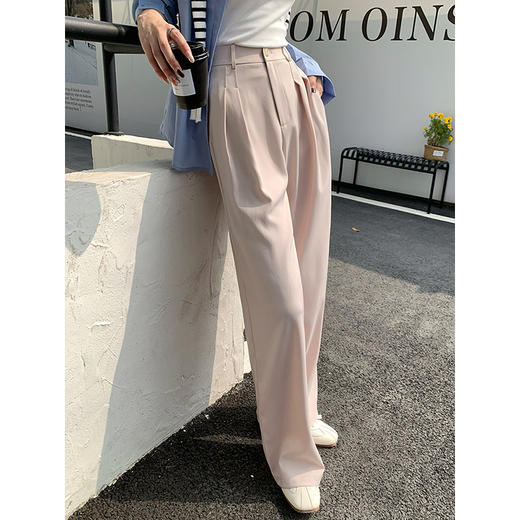 【专属特价】熙世界高级感直筒西装裤女春秋2025年新款休闲垂感窄版阔腿长裤子 商品图4