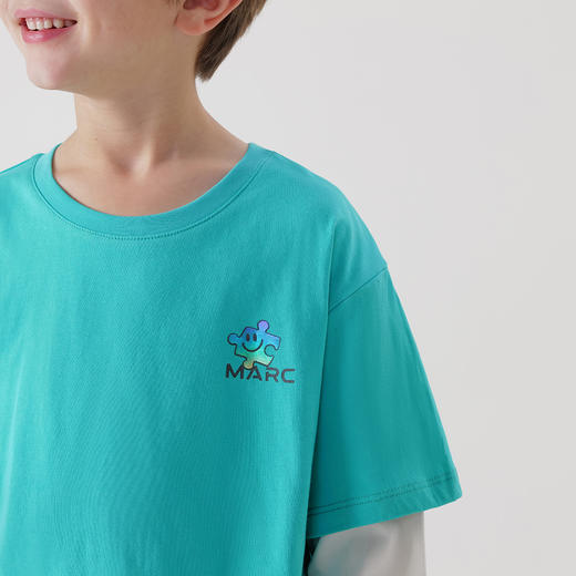 马克珍妮男童潮流撞色假两件长袖T恤儿童纯棉上衣春装新款240022 商品图3