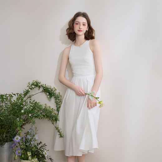 简约设计感柔软拼接针织背心裙女大裙摆连衣裙V0550200 商品图3