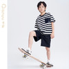 笛莎千与2025夏新款男童时尚条纹针织短裤套装 商品缩略图0