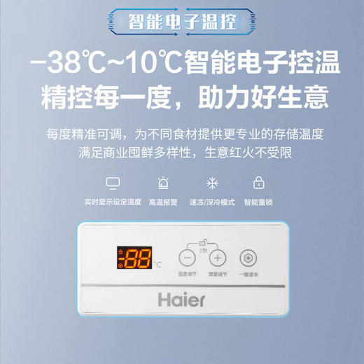 海尔（Haier）冰柜家用商用大容量双开门冰柜300/500升以上一级能效超低温海鲜速冻全冷冻冷藏茶叶卧式冷柜冰箱 719升双开门商用大容量+长1.86米 719L 商品图4