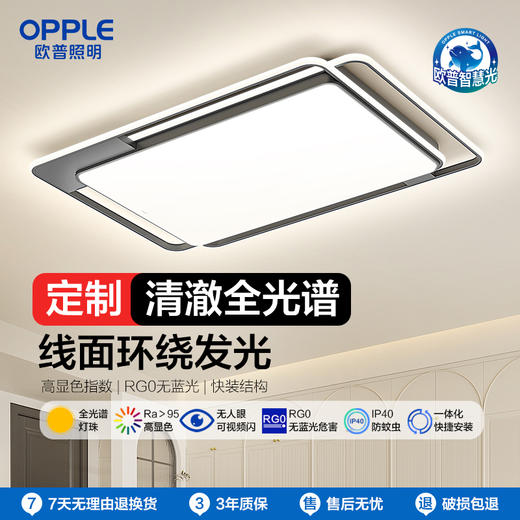 OPPLE欧普照明悦明客厅设计美学简约现代线面吸顶灯套餐 商品图0