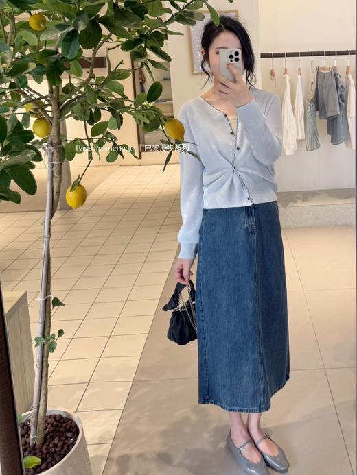 巴黎漫步 | 温柔显白的针织开衫 天丝亚麻纱线&两种穿法 淡蓝色 商品图1