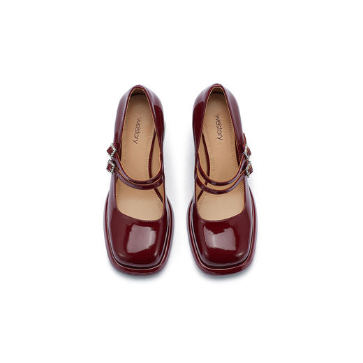 westory2024年春季新款粗跟高跟圆头玛丽珍单鞋优雅气质女鞋W24AE56941 商品图3