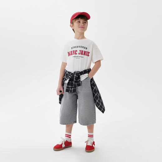 [凉感]马克珍妮男童元气学院字母短袖T恤儿童上衣夏装新款240382 商品图1