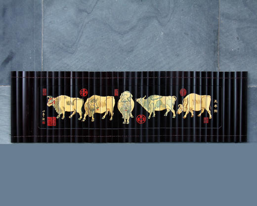 24cm常规水墨五牛/八骏竹简画系列 商品图0