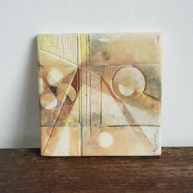 美国中古抽象手绘瓷板画