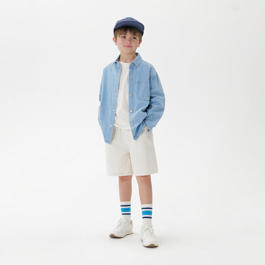 马克珍妮男童潮流百搭纯棉牛仔衬衫2025年春装新款250105 商品图2
