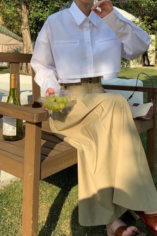 LNNNS 气质廓形卡其色高腰百褶半裙 17866 商品图3