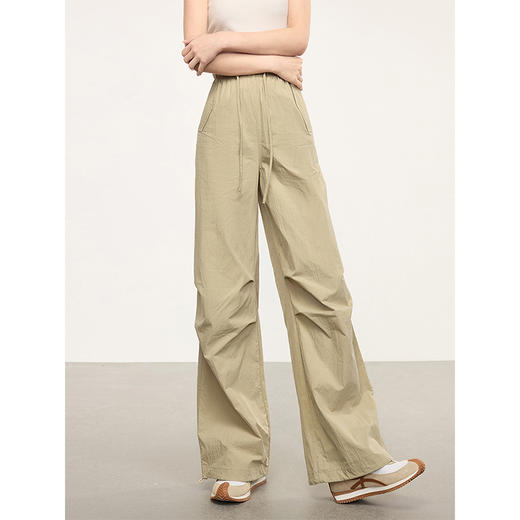 【专属特价】熙世界户外运动风阔腿工装裤女2025春秋新款美式宽松束脚直筒长裤 商品图3